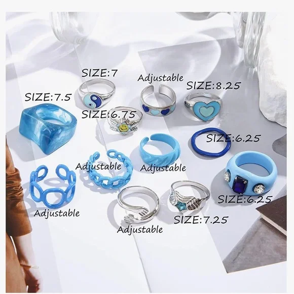 12 PC Knuckle Ring Set for women/girls, stackable boho snake finger rings. - Picture 2 of 5